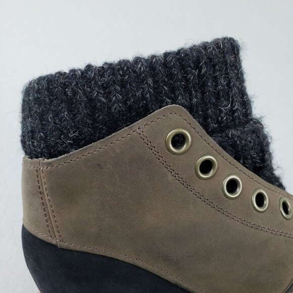 Sorel Joanie Sweater Wedge Boot Women 7.5 Brown Leather Ankle Pull On Waterproof - Picture 10 of 12